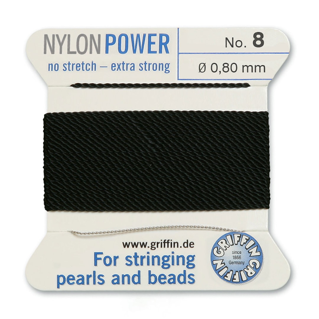 Griffin Nylon Bead Cord Perlseide Black Color Size 8 0.80mm 2 Meters