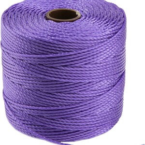 The Beadsmith S-Lon Bead Cord – .5 mm Twisted Nylon Cord for Stringing, Violet Color, TEX210, 77 Yard Spool