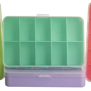 The Beadsmith Personality Case Color-Coded Organizers, 4 Stackable boxes, 22 compartments in total, Stack measures 5.75 x 3.8 x 4.5...