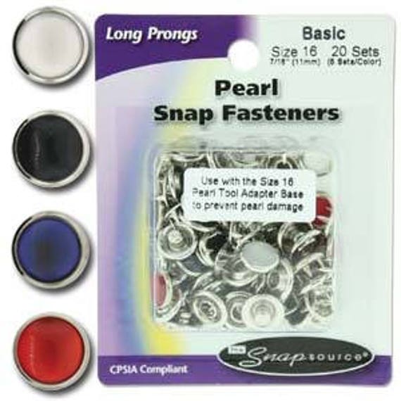 Capped Prong Pearl Mix Basic Colors Snap Size 18 Fasteners 20 Sets