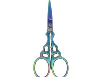 The Beadsmith Embroidery Scissors – Chroma Series – Rainbow Titanium Coating – 3.5" Long – Precision Tips – Use for Threads, Textiles & Arts