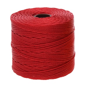 The Beadsmith S-Lon Bead Cord – .5 mm Twisted Nylon Cord for Stringing, Shanghai Red Color, TEX210, 77 Yard Spool