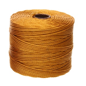 The Beadsmith S-Lon Bead Cord – .5 mm Twisted Nylon Cord for Stringing, Gold Color, TEX210, 77 Yard Spool