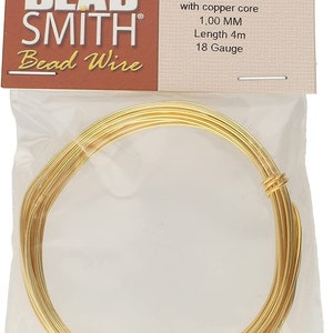 The Beadsmith Square Craft Wire - Wire Elements - Medium Temper - 18 Gauge, 7 Yard Coil - Vintage Bronze Color - Beading Wire used for Jewelry