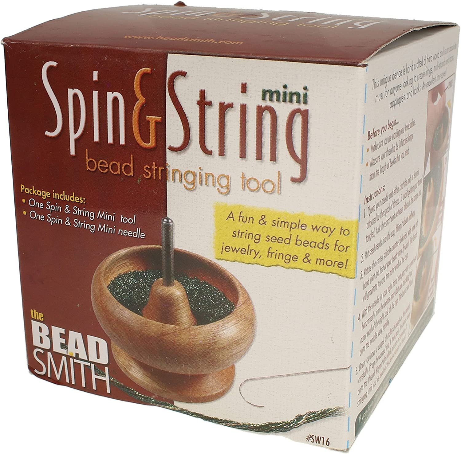 Bead Spinner, Spin & String(SW16) Wooden to Quickly Load Seed Beads onto  Needle