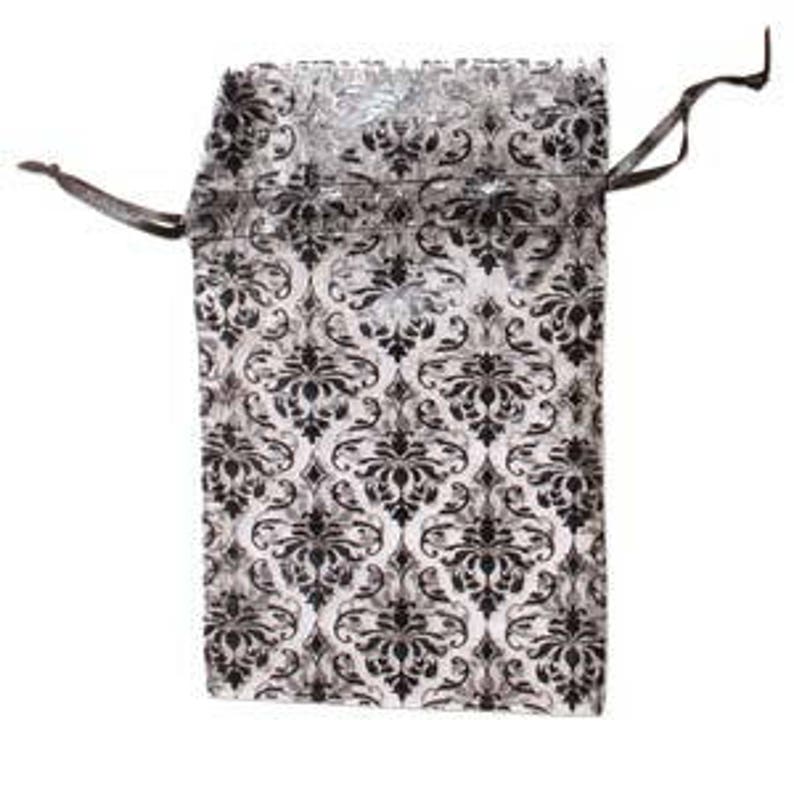 sold by the dozen 4 x 5 Organza drawstring white /& black bag