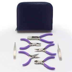 Beadsmith 7-Piece Jewelry Pliers Set with Case, Mini