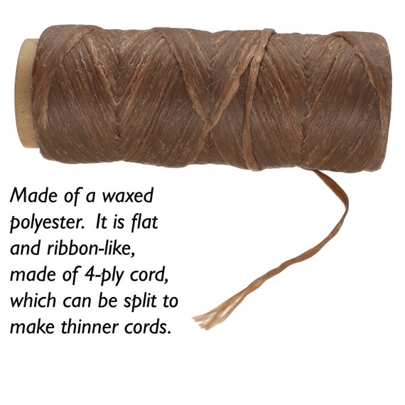 The Beadsmith Artificial Sinew Waxed Polyester Cord Medium Brown Color, 3-Ply, 1-Ounce Spool, 34 yards/100 Feet Thread for Beading, Leather Work