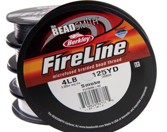 The Beadsmith Fireline by Berkley – Micro-Fused Braided Thread – 4lb. Test, 005”/.12mm Diameter, 125 Yard Spool, Smoke Grey