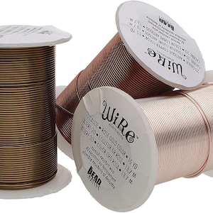 The Beadsmith Wire Elements 20-Gauge Lacquered Tarnish-Resistant Copper Wire for Jewelry Making, 4-15 Yard, 13.72 Meter Spools (Antique...