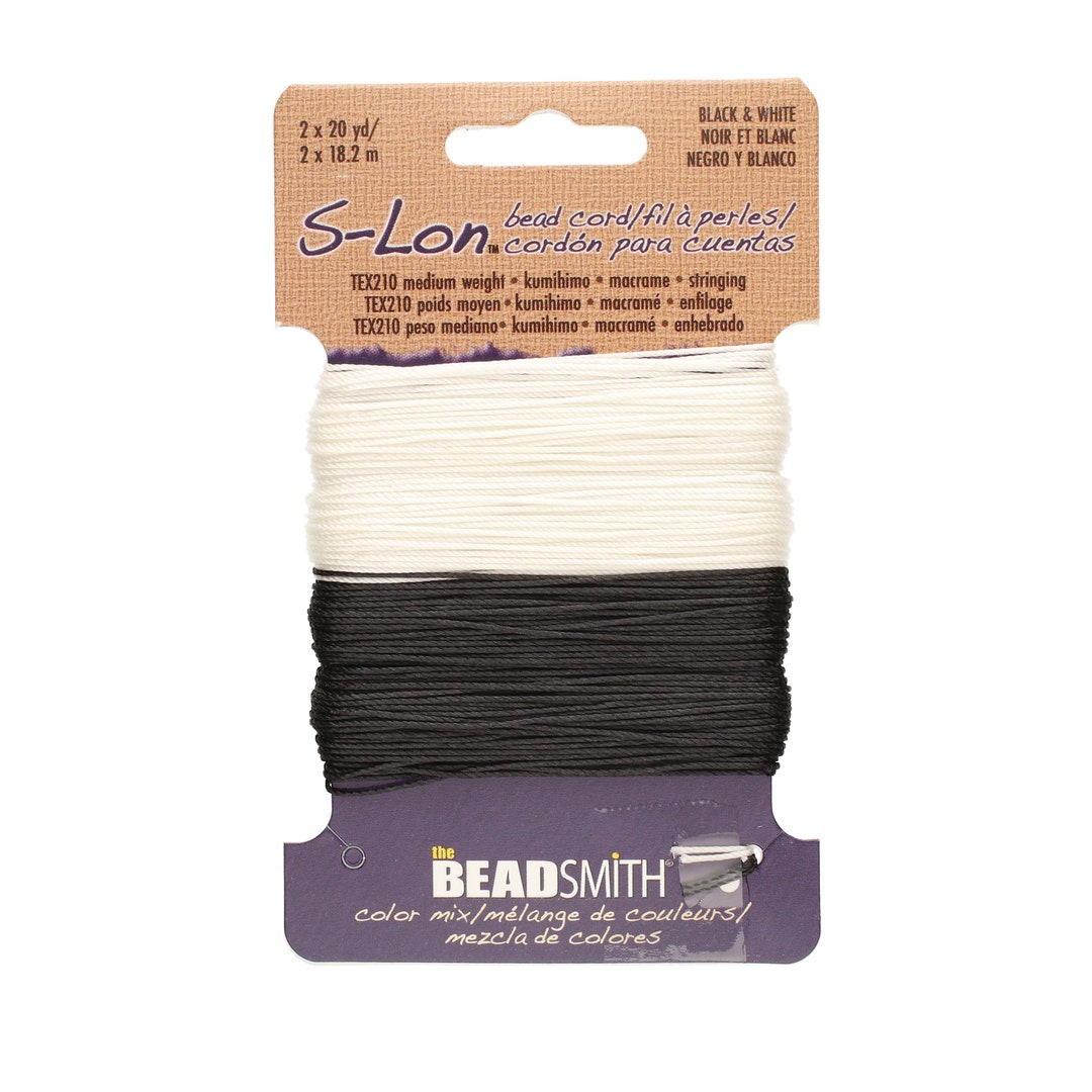 The Beadsmith Slon Cord Multipack W/ 4 Colors black & White Mix Tex210, 18 Cord.5mm Diameter