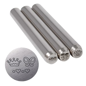 The Beadsmith Steel Design Stamps - Jewelry Stamping Tools, Whimsy Design, 3-Piece Set, 3.125 Inches w/ 5 mm Base