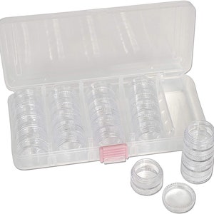 The Beadsmith Personality Case, Clear Plastic Bead Storage Case with 25 Removable and Stackable Jars, includes 5 screw top lids,...