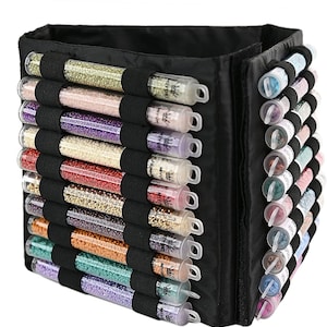 The Beadsmith Bead Tube Tower – Mini Storage for Bead Tubes, 6.5” x 6.5”, Portable, Includes Clear Zippered Pouch w/ Handle