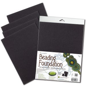 The Beadsmith Beading Foundation – 8.5 x 11 in. – Black Fabric – 4 Sheets – Used for Bead & Stitch Embroidery, cabochon Beading and Sewing