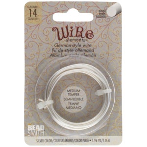 The Beadsmith German-Style Jewelry Wire – 14 Gauge, 1.8 Meter Coil – Copper Core, Silver Plated -Wire For Jewelry Making and Arts & Crafts