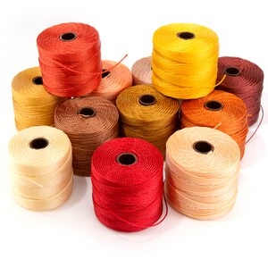 The Beadsmith S-Lon Bead Cord – .5 mm Twisted Nylon Cord for Stringing, 12-Pack, Fall Mix, TEX210, 77 Yards per Spool