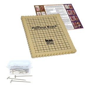 The Beadsmith Mini Macrame Combo- Bead Board 7.5 x 10.5 in. Box of 40 T-pins 1.75 in. Bracelet Project & Instructions Included