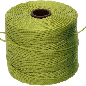 The Beadsmith S-Lon Bead Cord – .5 mm Twisted Nylon Cord for Stringing, Chartreuse Color, TEX210, 77 Yard Spool