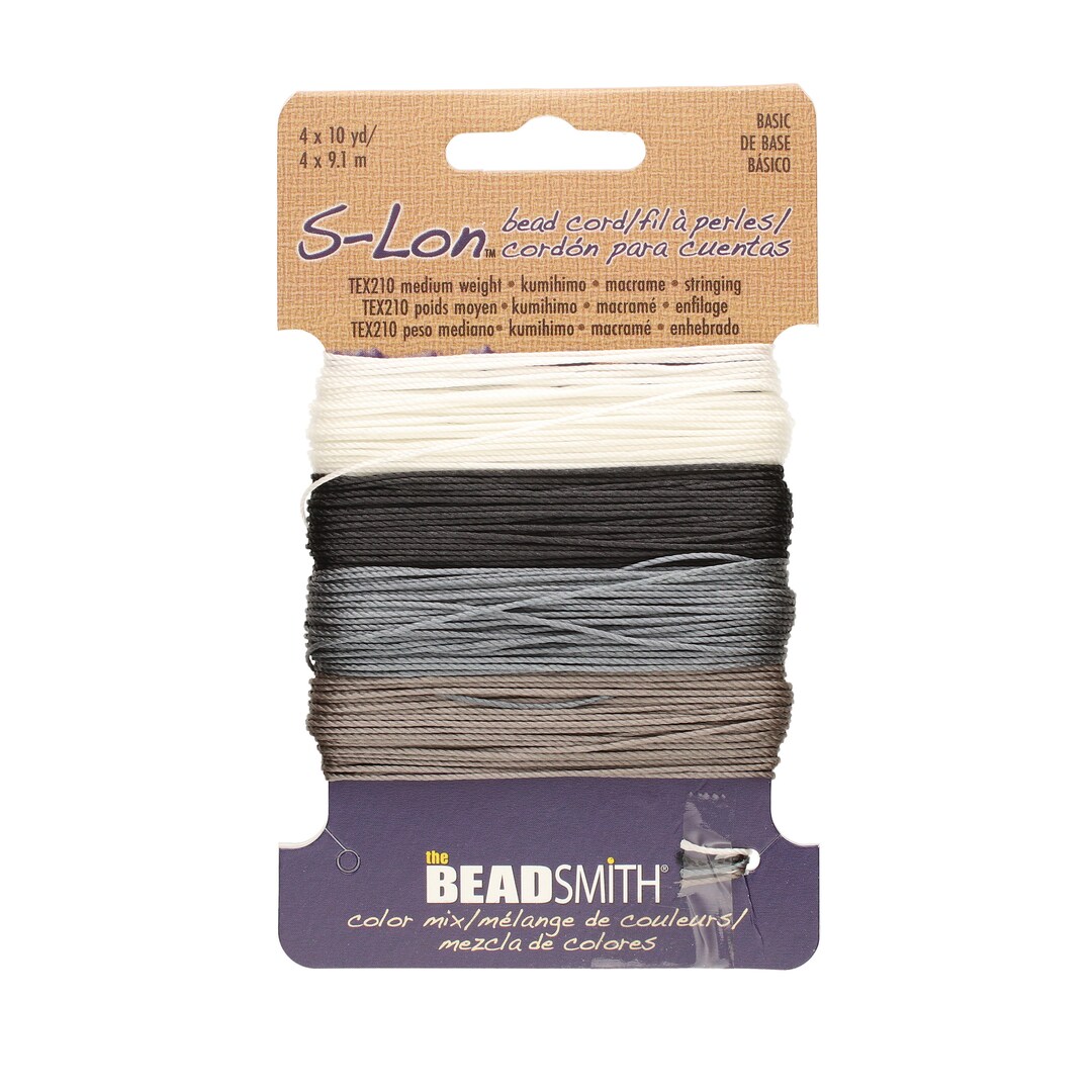 The Beadsmith Slon Cord Multipack With 4 Colorsbasic Mix Tex210, 10yds. per Color for Stringing