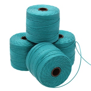 The Beadsmith S-Lon Bead Cord – .5 mm Twisted Nylon Cord for Stringing, 4 Spools, Teal Color, TEX210, 77 Yards per Spool