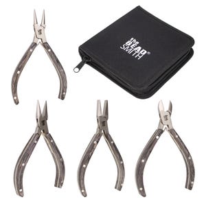 The Beadsmith Natural Elements Pliers Set - 4-Piece Kit: Chain Nose, Round Nose, Flat Nose, Side Cutter and Canvas Carrying Case