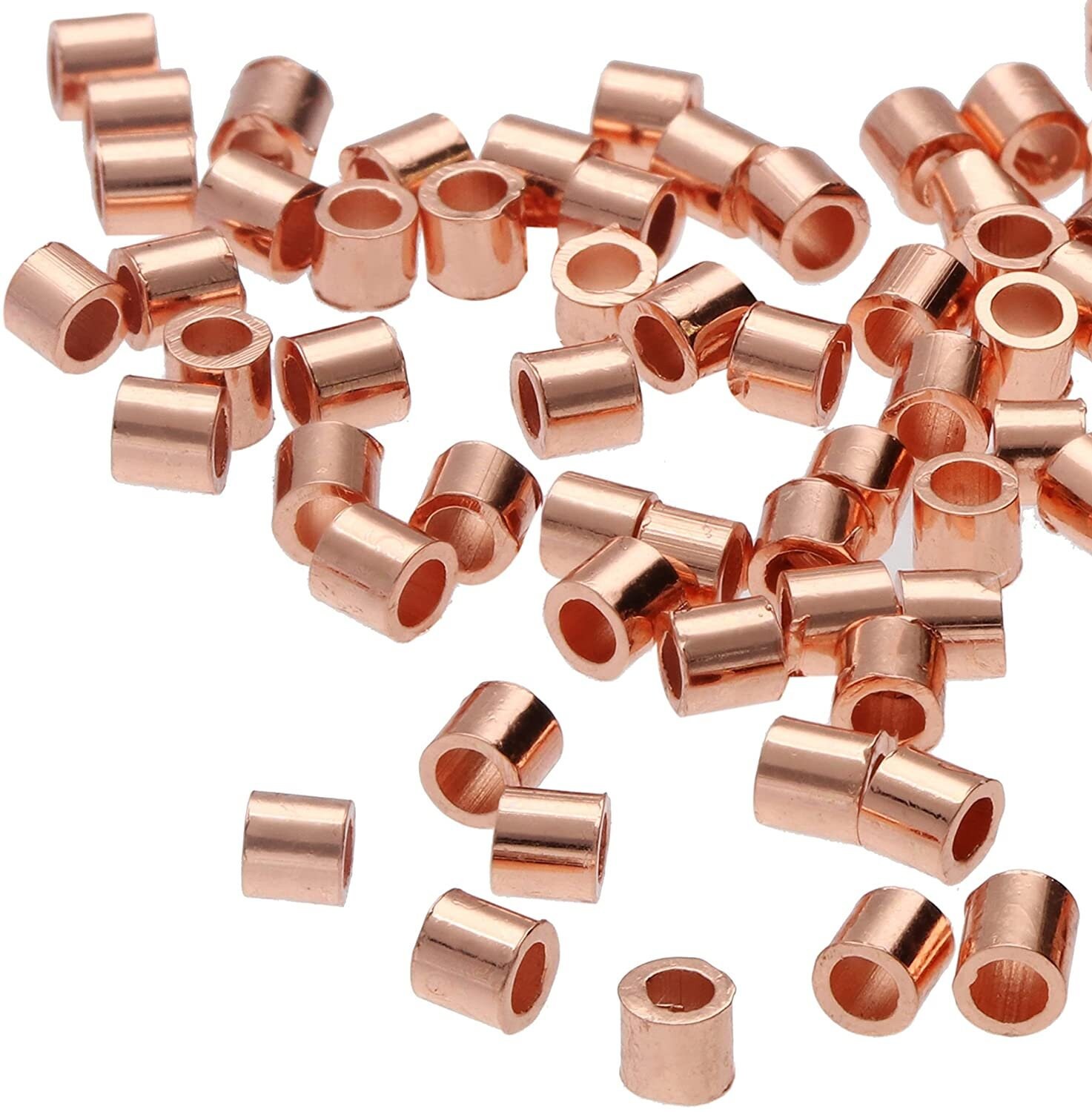 Copper Plated Crimp Beads, 2x2mm, 100 Pieces 