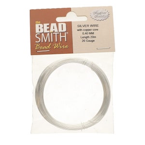 The Beadsmith German Jewelry Wire – 0.4mm Diameter, 26 Gauge, 20 Meter Coil – Silver Plated – Beading Wire Used to Jewelry Making, Wire...