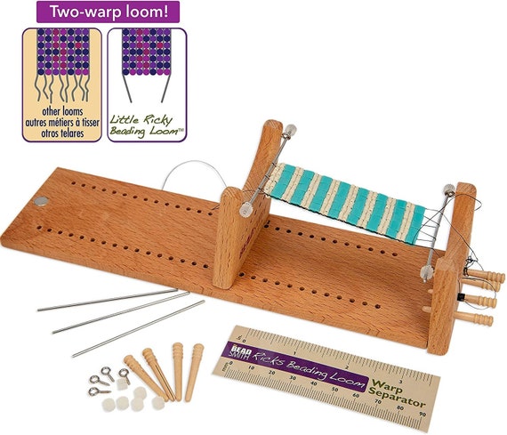 The Beadsmith Little Ricky Beading Loom, Two-Warp Loom,9.25 x 2.5 x 2.875  inches, Wooden, Illustrated Instructions Included, Easy Assembly, Use to