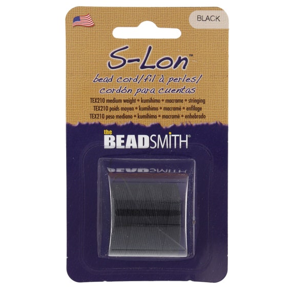 The Beadsmith S-Lon Bead Cord – .5 mm Twisted Nylon Cord for Stringing, Black Color, TEX210, 77 Yard Spool