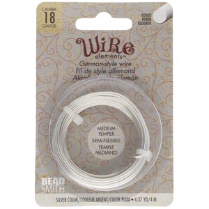 The Beadsmith German-Style Jewelry Wire – 18 Gauge, 4 Meter Coil – Copper Core, Silver Plated  -Wire For Jewelry Making and Arts & Crafts
