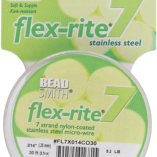 The Beadsmith Flex-Rite 49 Strand Nylon Coated, Stainless-Steel Beading Wire, Jewelry Making Supply (.014 Dia, Copper - 30 Ft)