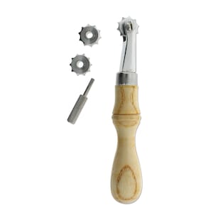 The Beadsmith Create Recklessly Overstitch Wheel System – Handle, Spacing Wheels & Screwdriver – Wheel Sizes are 5, 6 and 7 Holes Per Inch
