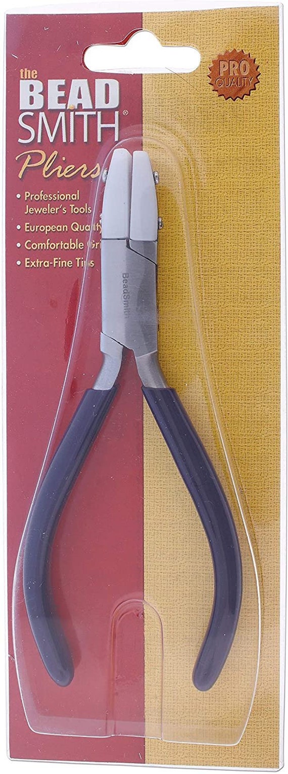 The Beadsmith Non-marring Double Nylon Jaw Flat Nose Plier, 5.5 Inches  140mm, Blue PVC Grip, No Spring, Tool for Protecting And 