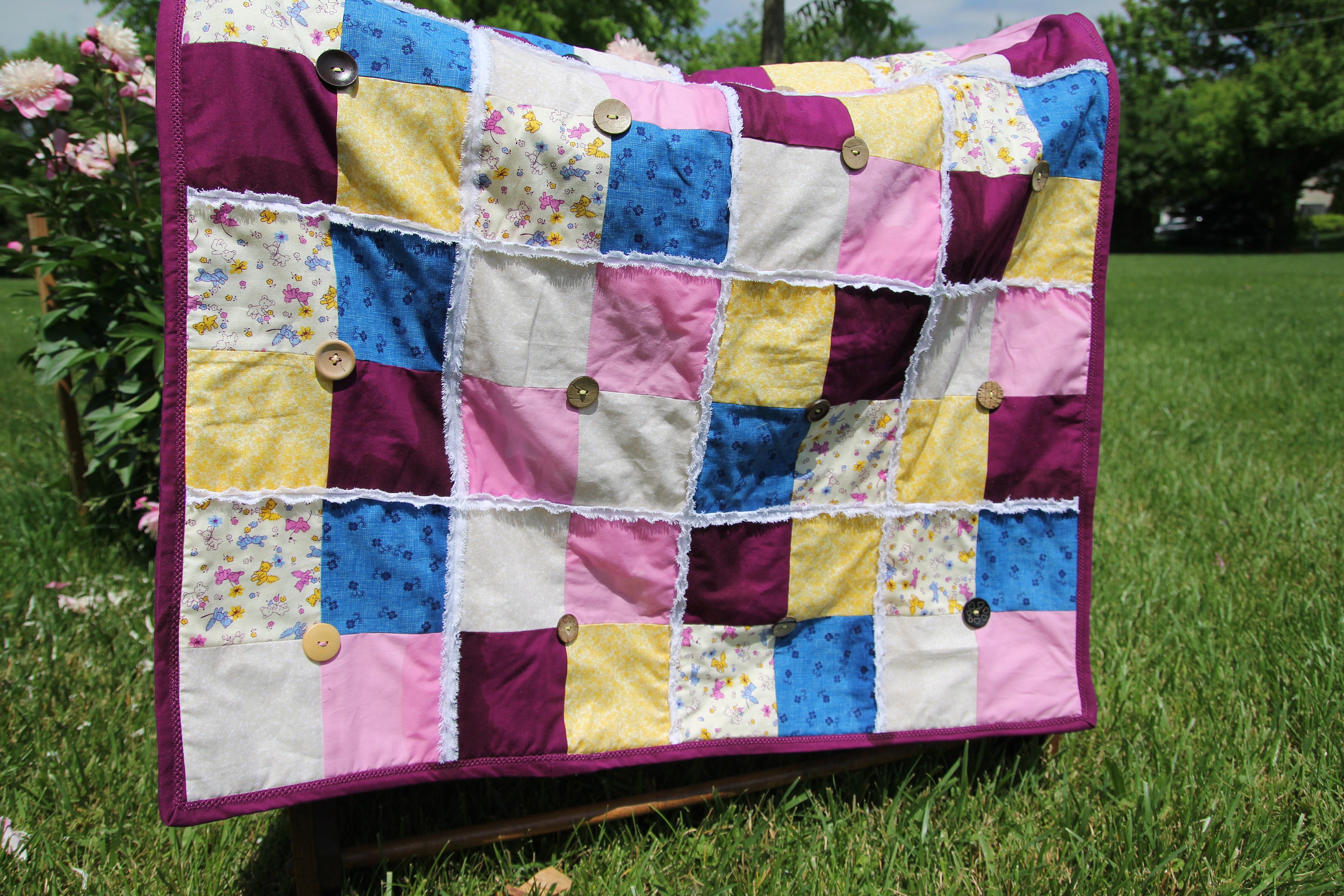 Custom Amish Inspired ~*~ Handmade Rag Quilts ~*~ 4 Square Block ...