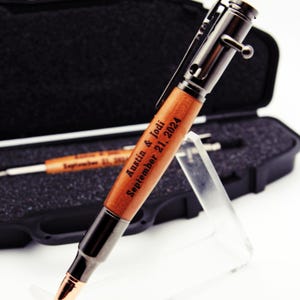 Caneta de rifle com ação de ferrolho gravada personalizada com estojo para rifle ou caixas de presente táticas - Presentes de casamento