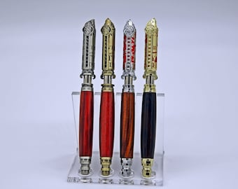 Handmade Firefighter Pen - Wood & Metal, Honor Bravery Duty