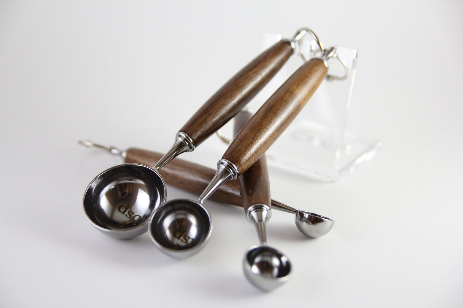 Hand Made Wood Measuring Spoons Set in 14 - Black Walnut