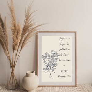 Romans 1212/Rejoicing in hope; patient in tribulation/Christian / Bible / Wall art Décor/Gift/ Bible quote Verse Print/ Scripture