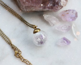 Magic Dust -  necklace with Amethyst Crystals Glass Ball - special gift for witch