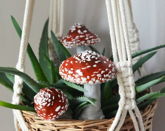Set of 3 Miniature Polymer REALISTIC Mushroom Toadstool Autumn Decoration Plant Terrarium