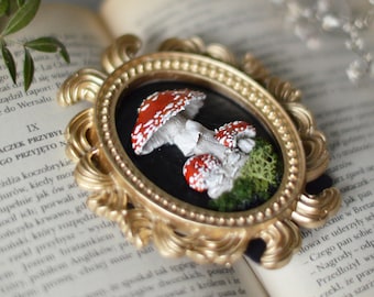 Tiny decorative frame with toadstool mushrooms