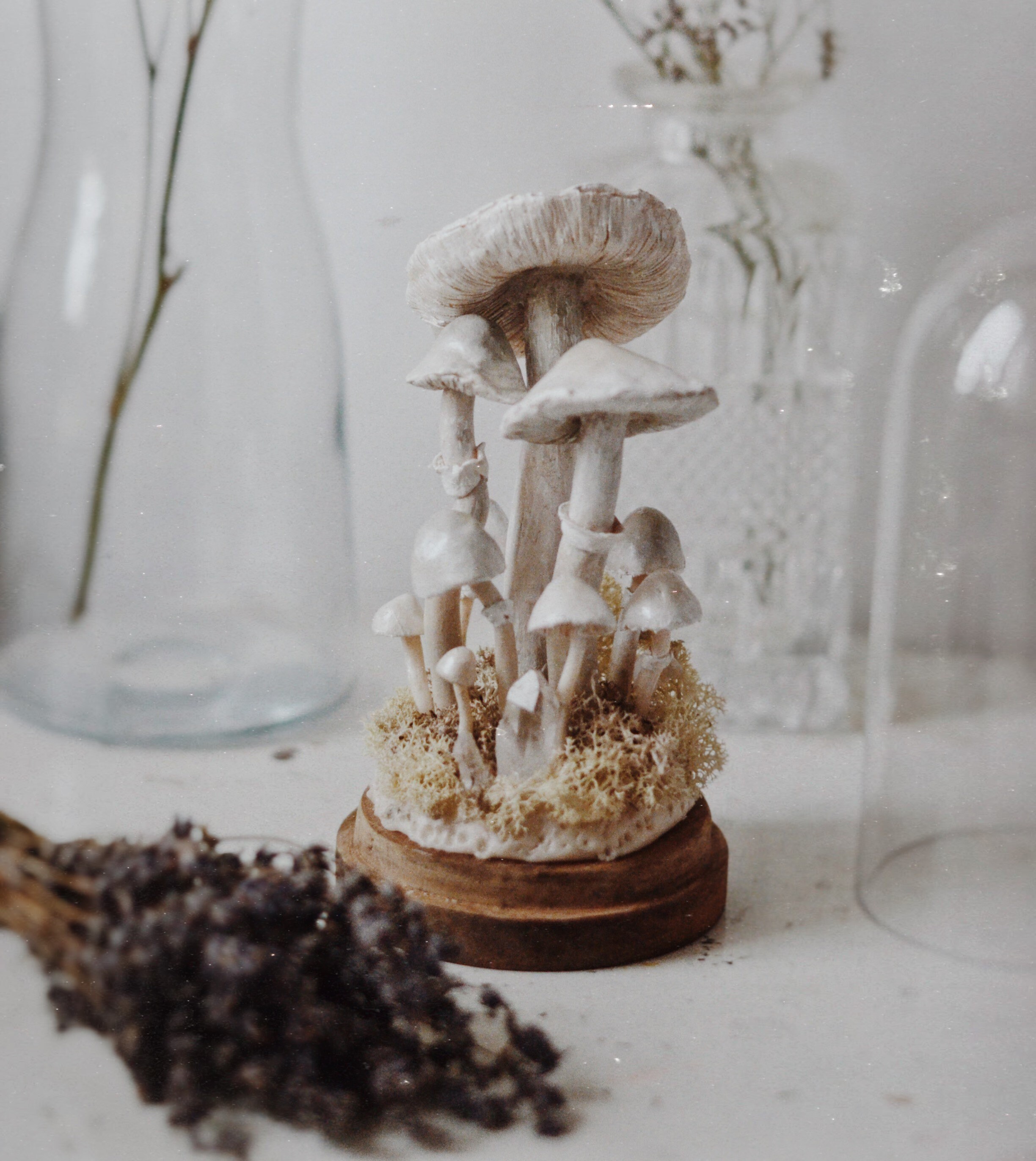 6 Red White Mushroom Artificial Fake Fairy Garden Mushrooms