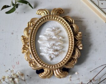 Tiny decorative frame with realistic mushrooms  Gothic Dark Home Decor vintage halloween decoration wall decor