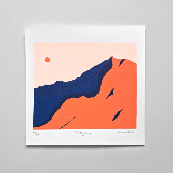 Tateyama | Original Hand Finished Screen Print 21x21cm | Japan Mount Fuji Wall Hanging Home Decor Gift for Her Him