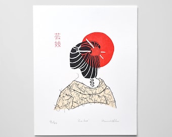 Original Screen Print 8x10inch 'Geiko' | Limited Edition Japanese Geisha Wall Hanging Home Decor Gift for Her Him