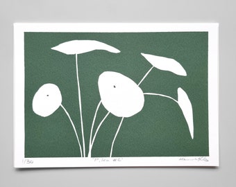 Pilea #2 Original A5 silkscreen print house plant gift for her him Gift for Her Him