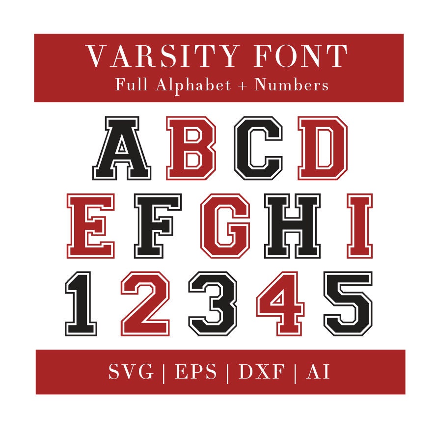 Varsity Font svg SVG EPS DXF Ai files Varsity Alphabet | Etsy