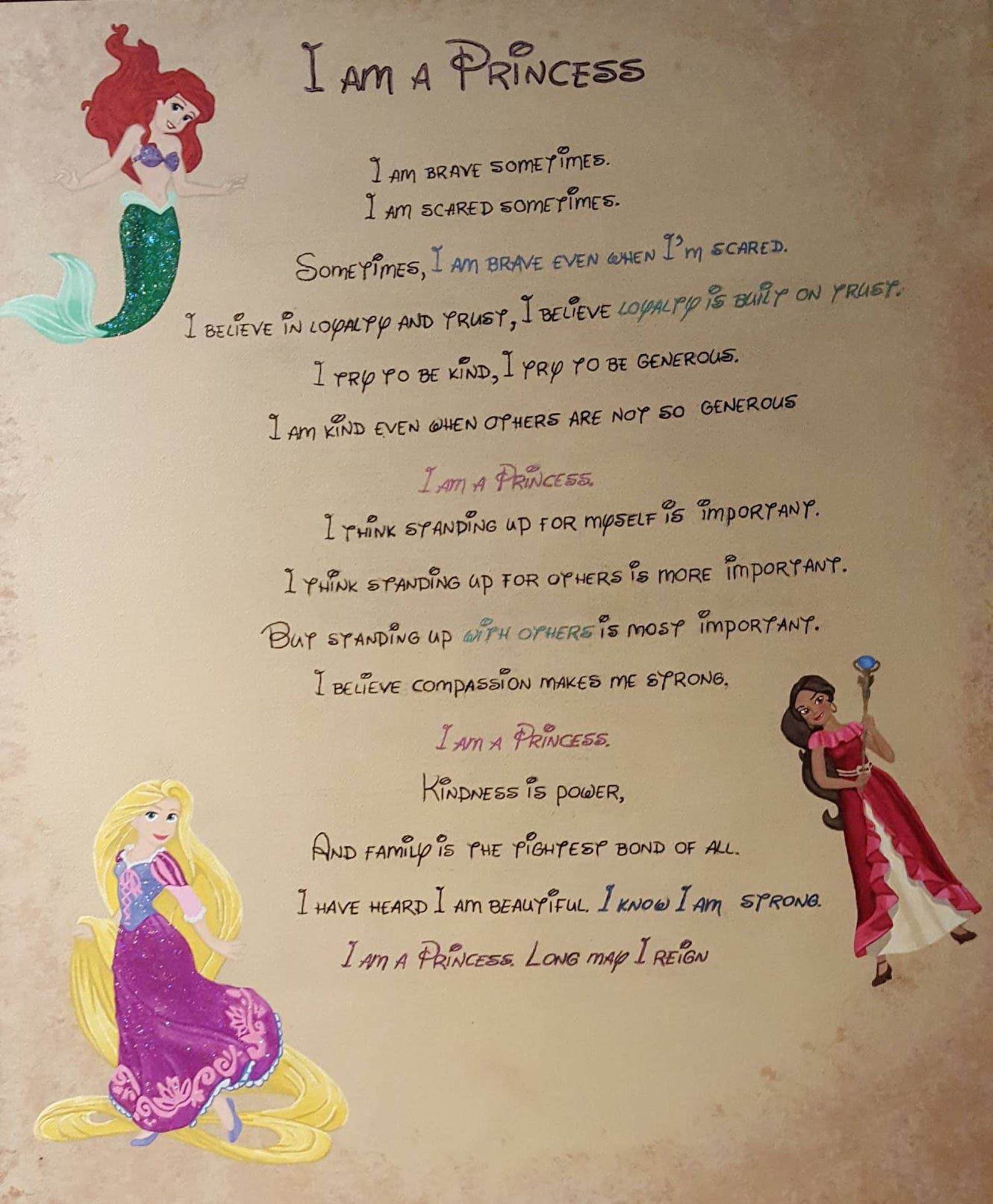 I am a Princess Disney Poem Canvas Etsy