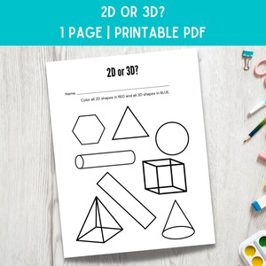 1st Grade Worksheet -2D VS 3D Shapes- 1st Grade Math Curriculum Worksheets- Printable Activities- Homeschool Printables